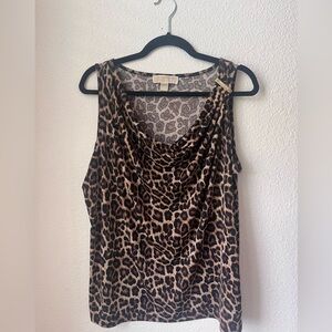 MICHAEL Michael Kors Leopard Print Cowl Neck Blouse